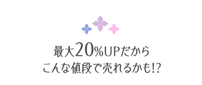 最大20%UPだからこんな値段で売れるかも！？
