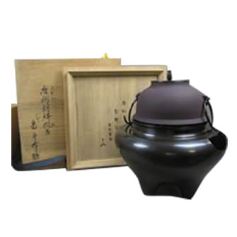 角谷一圭 槍扇鐶付富士釜 共箱