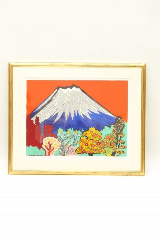 片岡球子　河口湖の赤富士